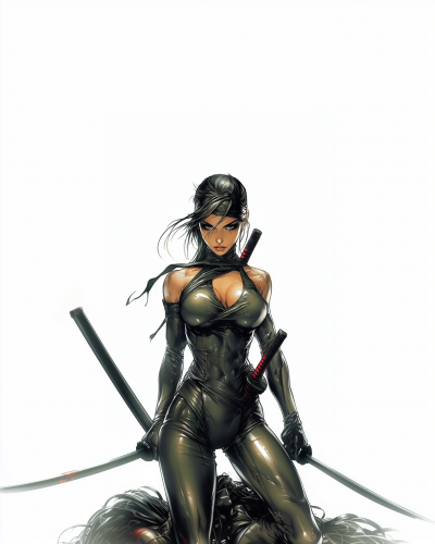 Ninja Woman in Comic Style