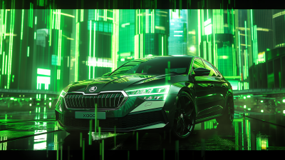 Futuristic Škoda in City Lights