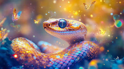 Dancing Snake in a Magical Forest