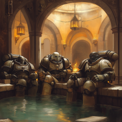 Space Marines Relaxing at the Spa