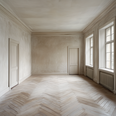 Empty Room with Herringbone Floors