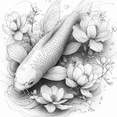 Koi Fish and Magnolia