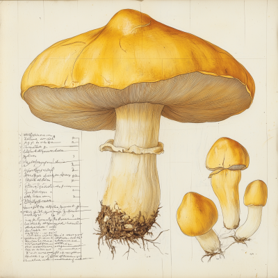 Scientific Drawing of a Mushroom