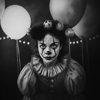 Black and White Female Clown