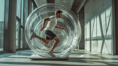 Man Running in Hamster Wheel