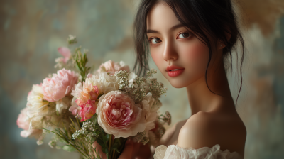 Elegant Woman with Flowers