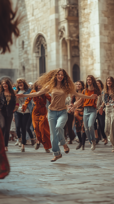 Group of Eight People in Modern Clothing