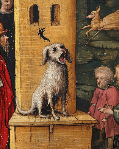 Weird Dog in Medieval Style