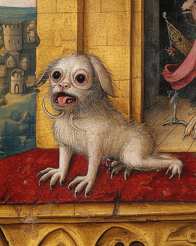 weird medieval dog painting