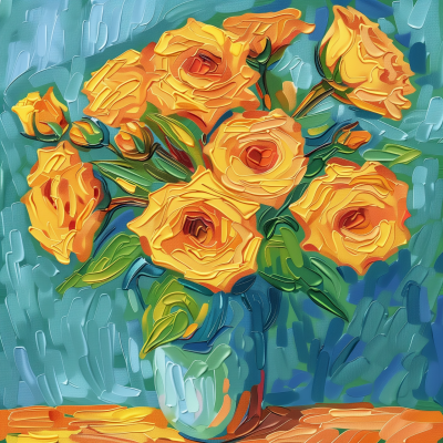 Colorful Roses in Vase