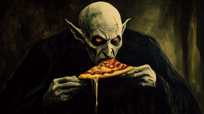 Nosferatu Enjoying Pizza