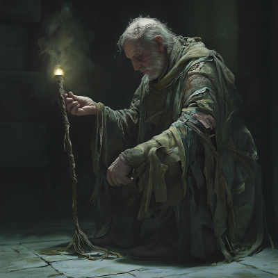 Elder Wizard with Magical Wand