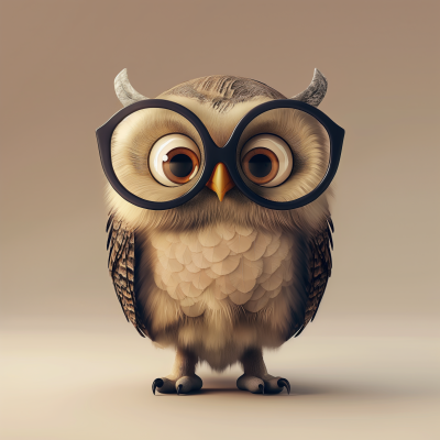 Smiling Owl with Glasses