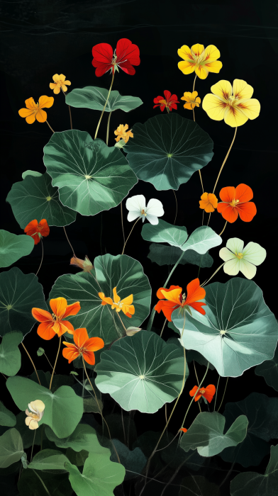 Botanical Composition with Nasturtium