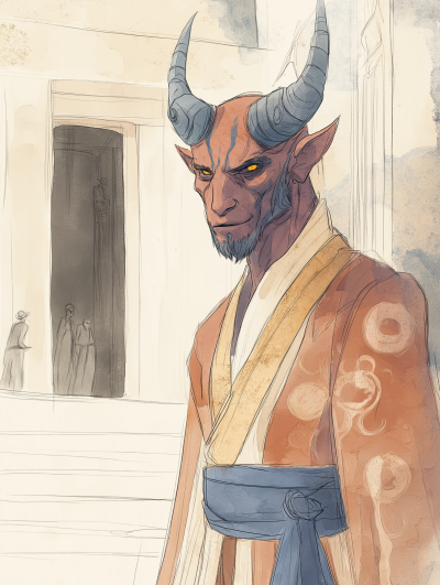 Red Male Tiefling Character