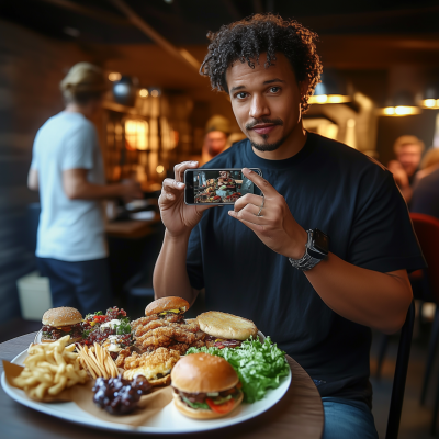 Man Enjoying Fast Food