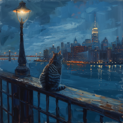 Serene Cat on the Pier