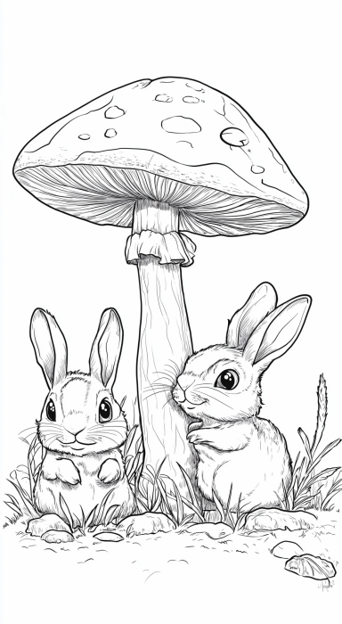 Cute Baby Bunnies Coloring Page