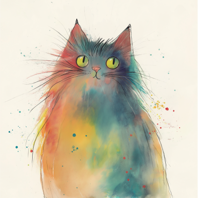 Quirky Watercolor Cats