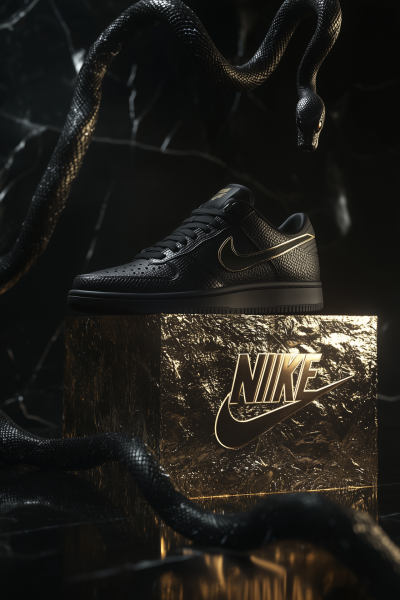 Black Basketball Sneaker on Golden Podium