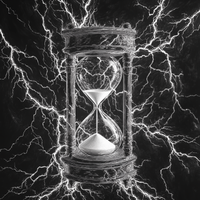 Hourglass Surrounded by Lightning