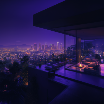 Los Angeles Cyberpunk Night View