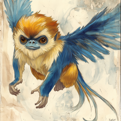 Blue Winged Golden Snub Nosed Monkey
