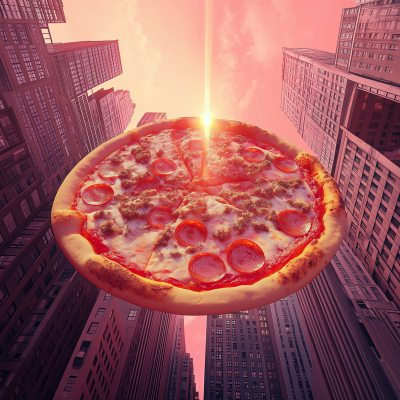 Giant Pizza Over NYC