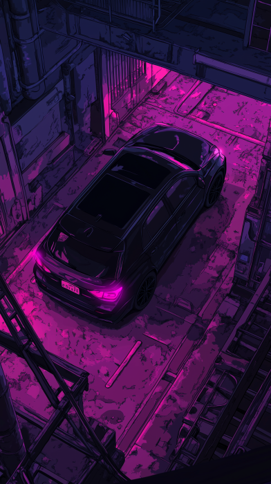 Cyberpunk Car in Parking