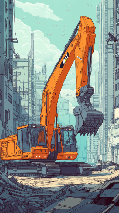 Construction Machinery in Cyberpunk Style