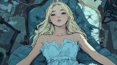 Korean Girl in Blue Dress
