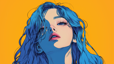 Korean Girl with Blue Hair