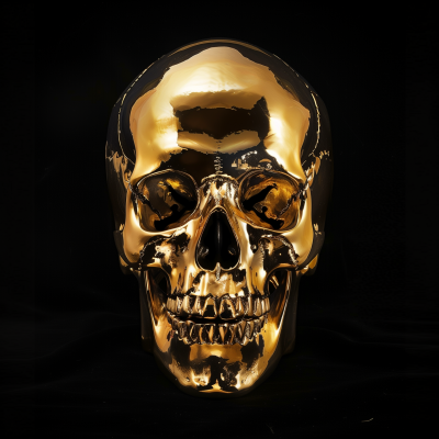 Golden Skull on Black Background