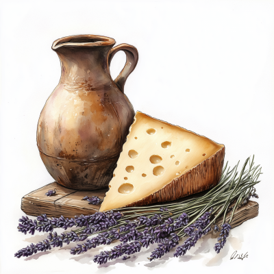 Clay Jug and Cheese