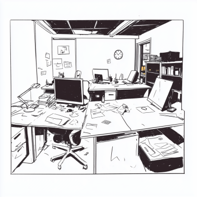 Comic Style Office Scene