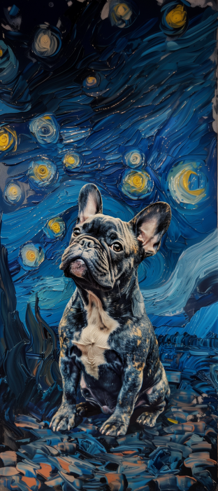 Pied French Bulldog with Starry Night