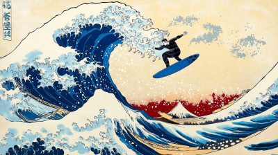 Surfing in Ukiyoe