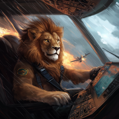 Stormy Skies with a Lion Pilot