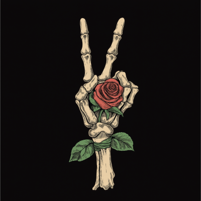 Skeleton Hand Peace Sign Logo