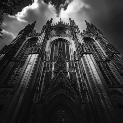 Giant Gothic Cathedral in Black and White