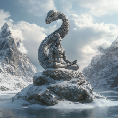 Shiva Meditating in Nature