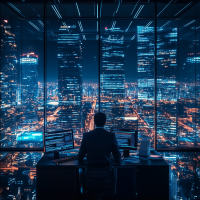Nighttime Office View