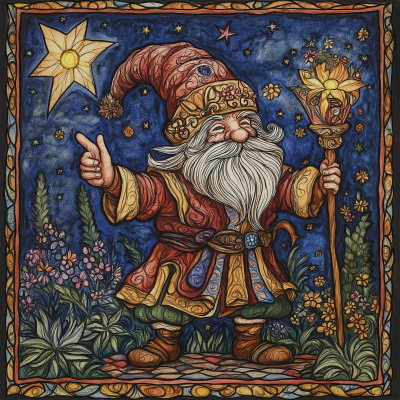 Gnome Wizard in Illuminated Manuscript Style