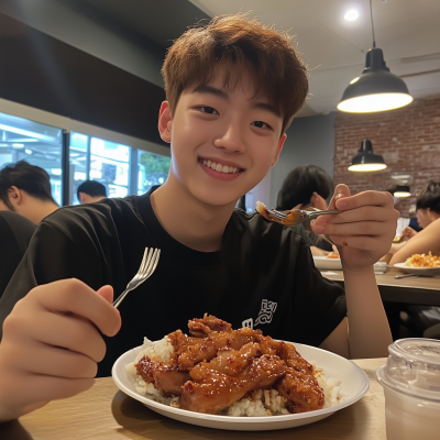 Teenagers Enjoying Korean Chicken