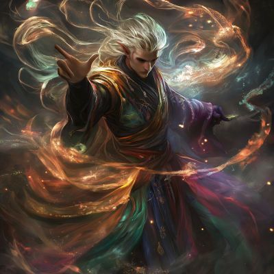 Colorful Wood Half-Elf Wizard