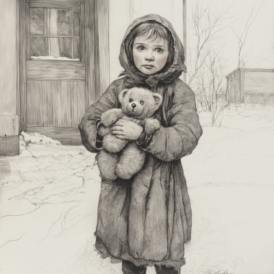 Underprivileged Girl in Winter