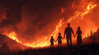 Family Watching Wildfire