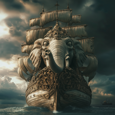 Elephant Ship At Sea