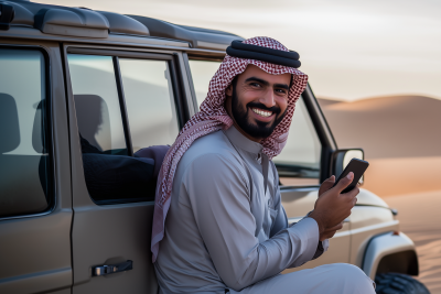 Happy Arabian Man in the Desert