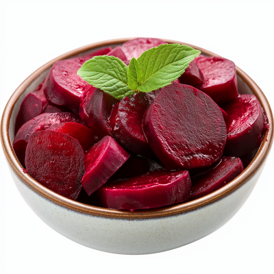 Beetroot Slices with Mint Garnish